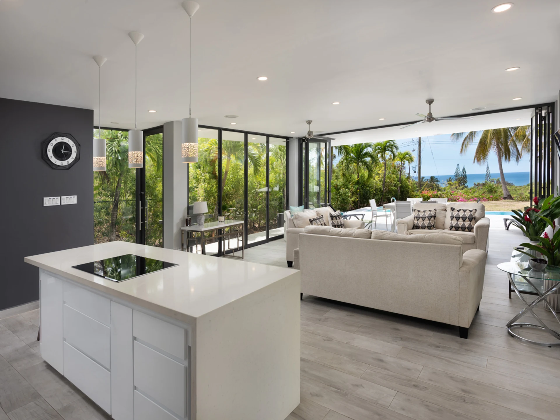 Open plan kitchen and sitting room