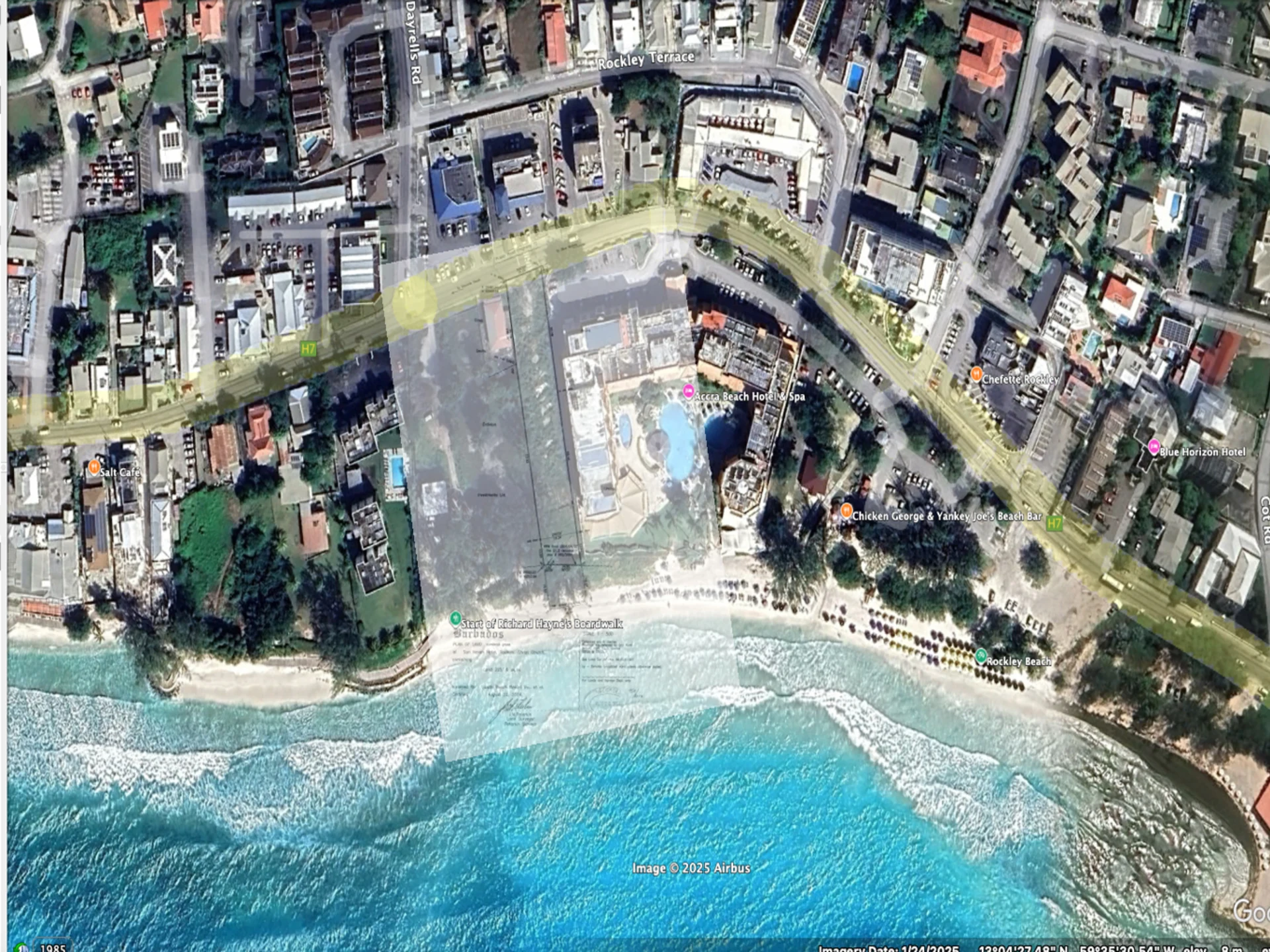 Plot plan overlaid on Goggle Earth