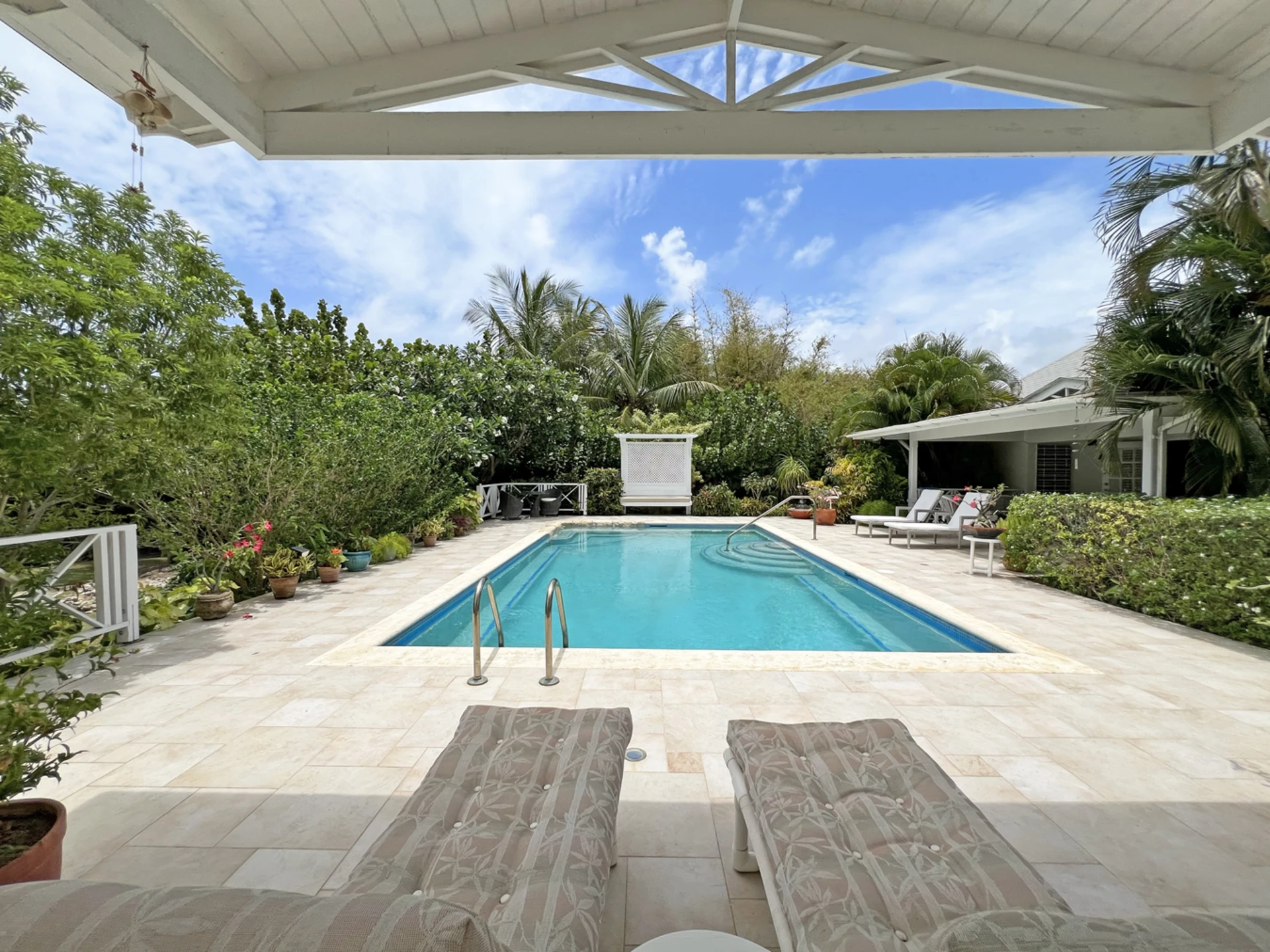 View from the pool house