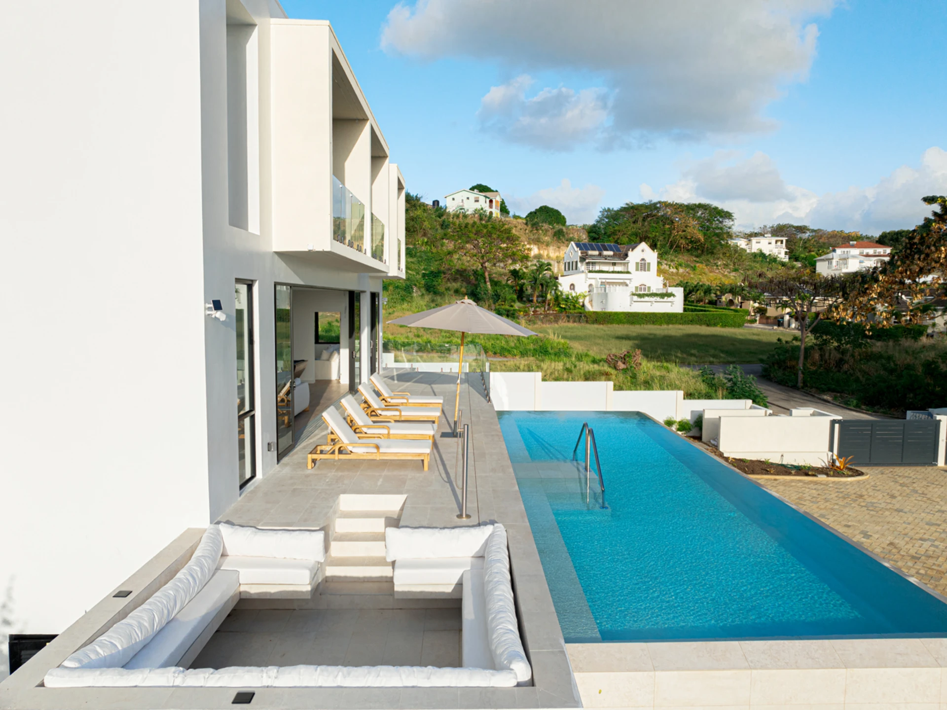 Sunken seating area designed for 8 to 10 persons