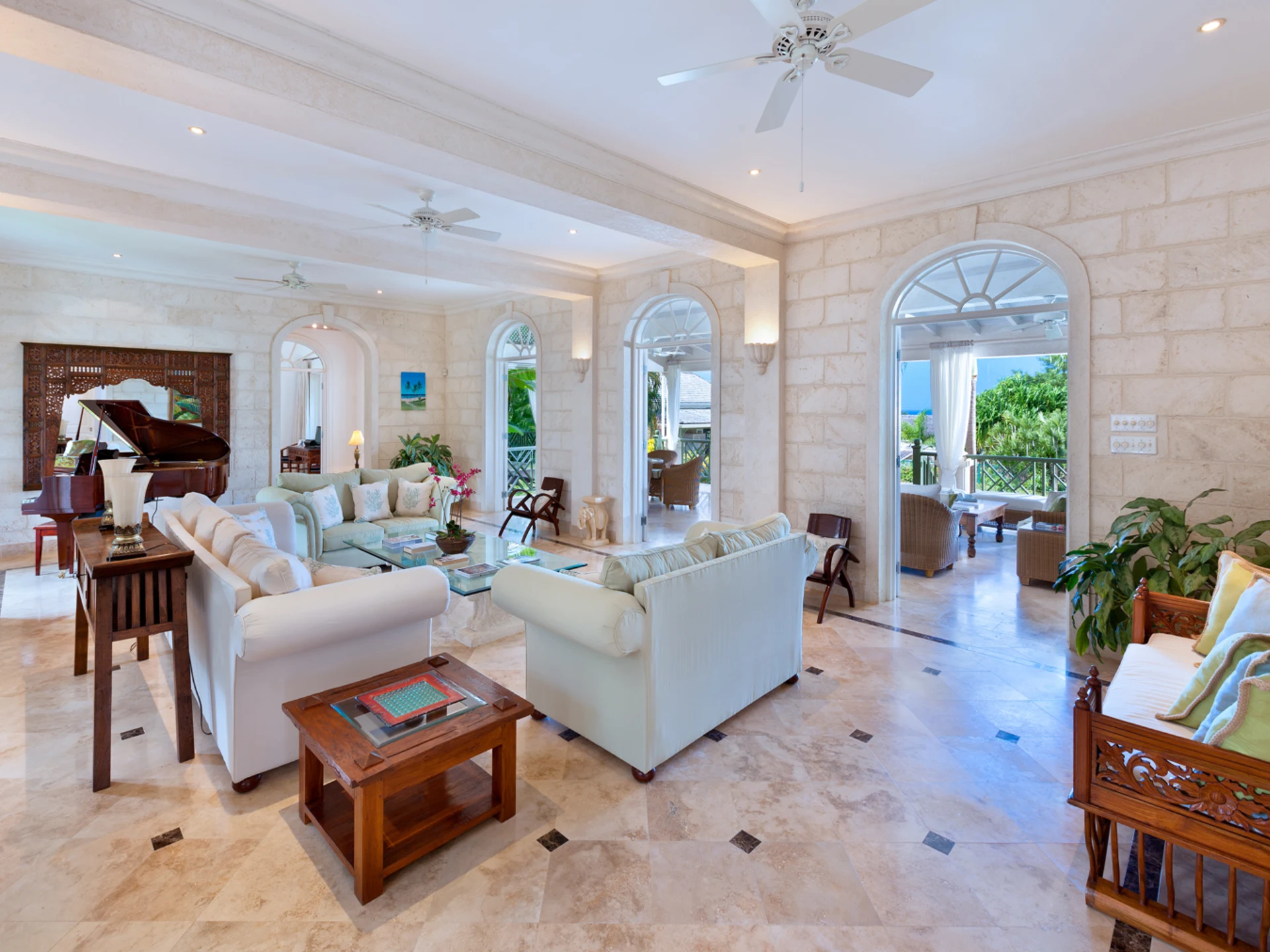 Grand, open plan living area leading to the external terrace