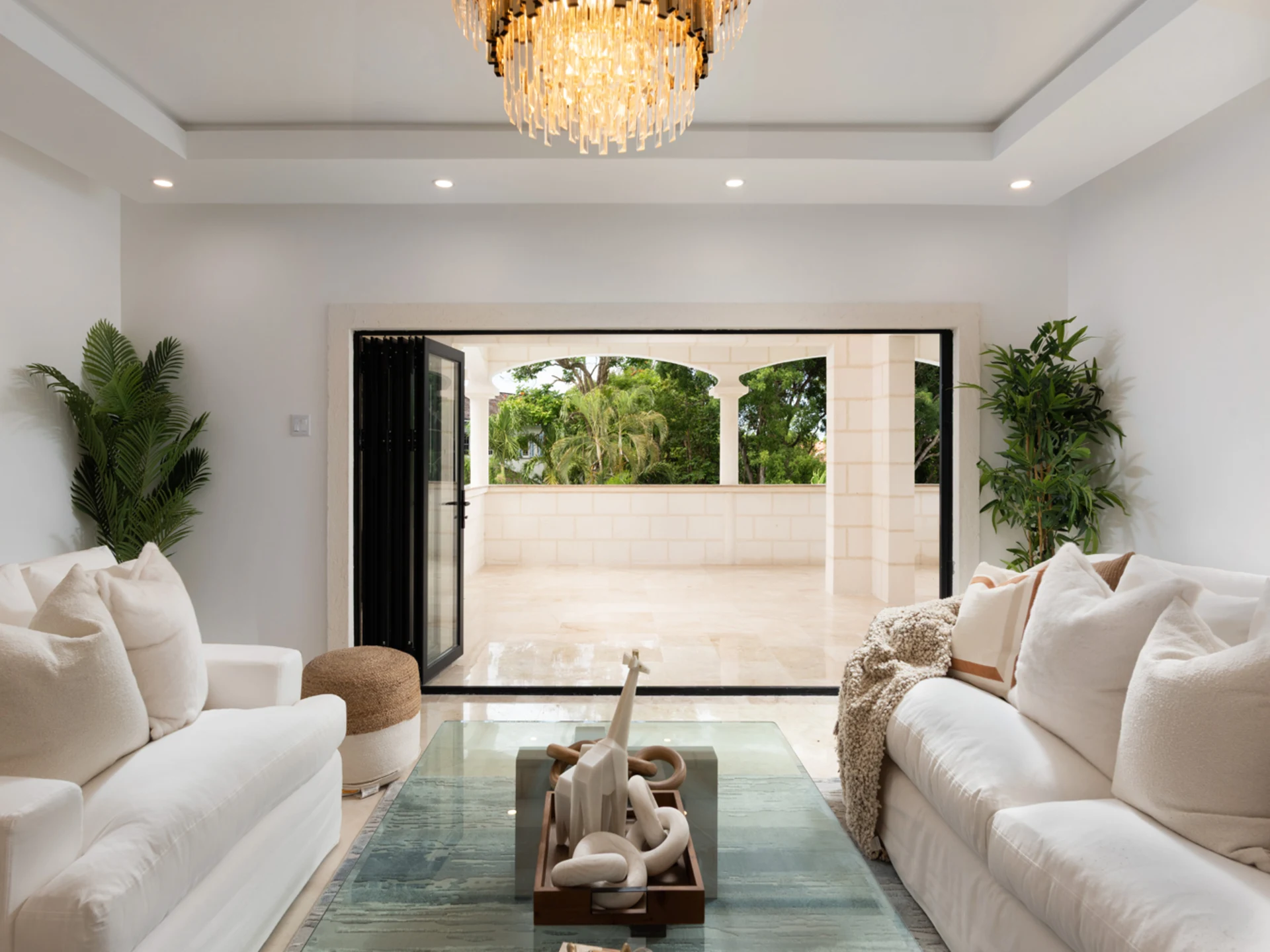 Upstairs living area, which opens directly to the outside terrace