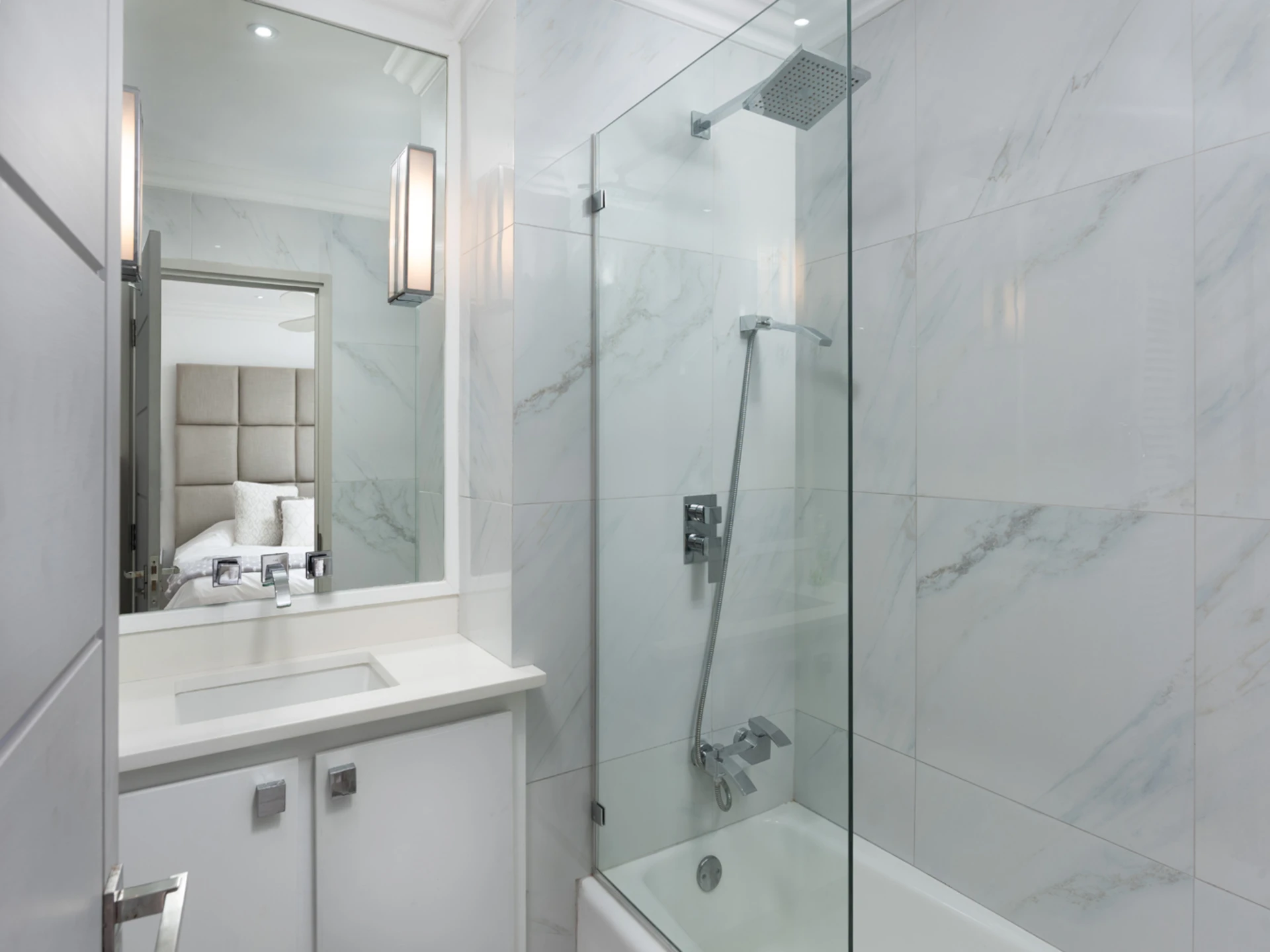 All bathrooms are marble-finished