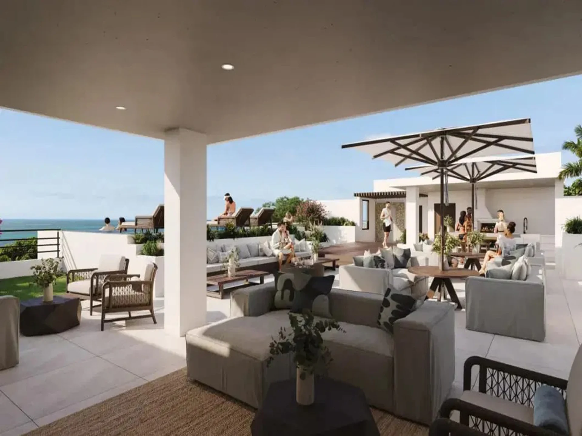 A roof deck lounge offering panoramic views