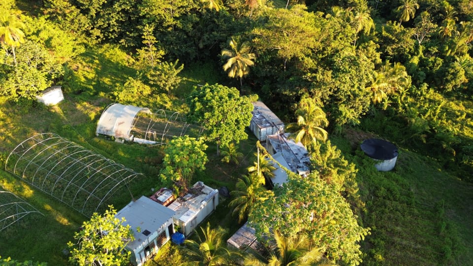 Overhead shot of equipment and structures