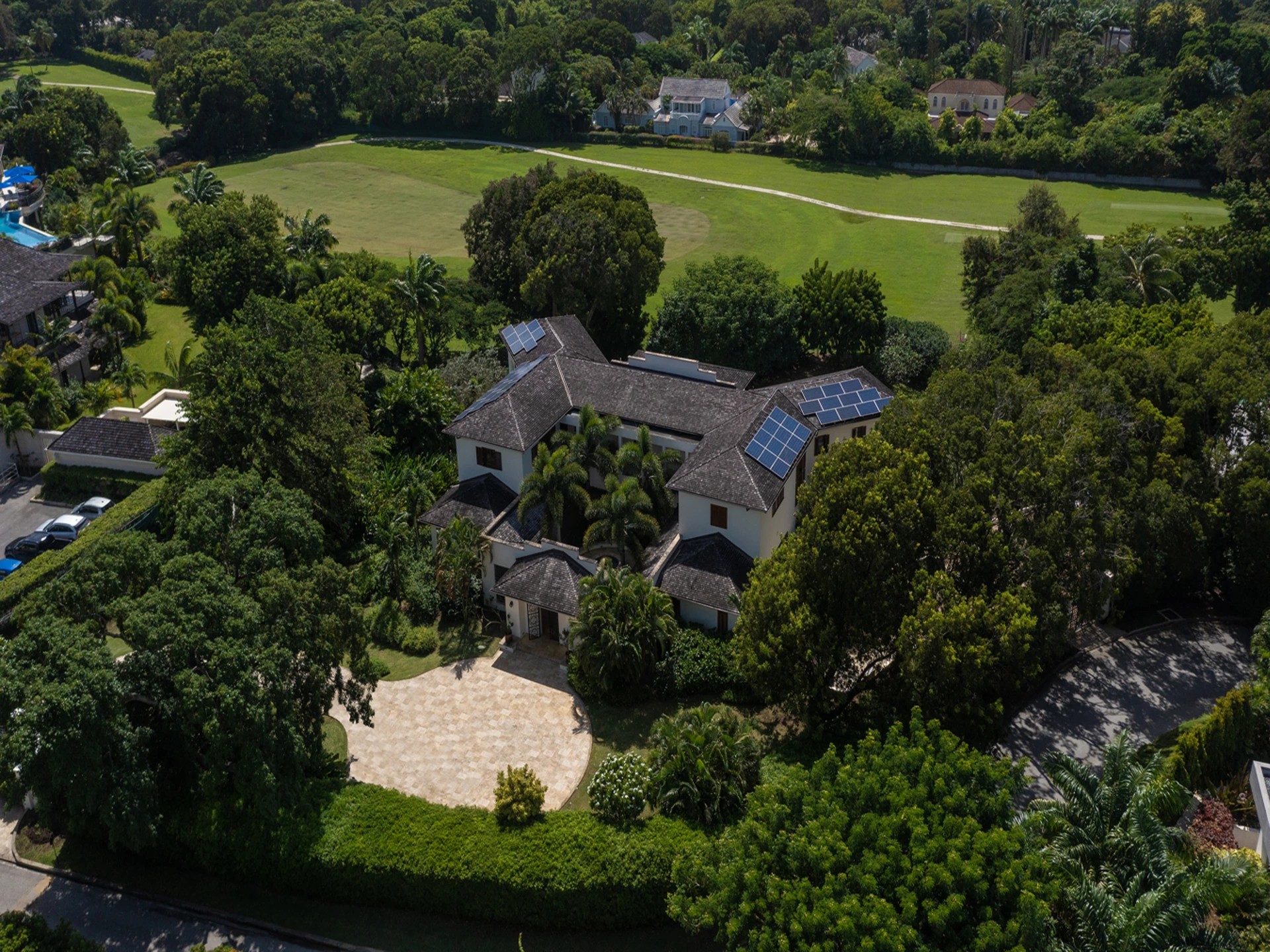 Aerial View of Fountainhead Perfectly Positioned on The Sandy Lane Estate