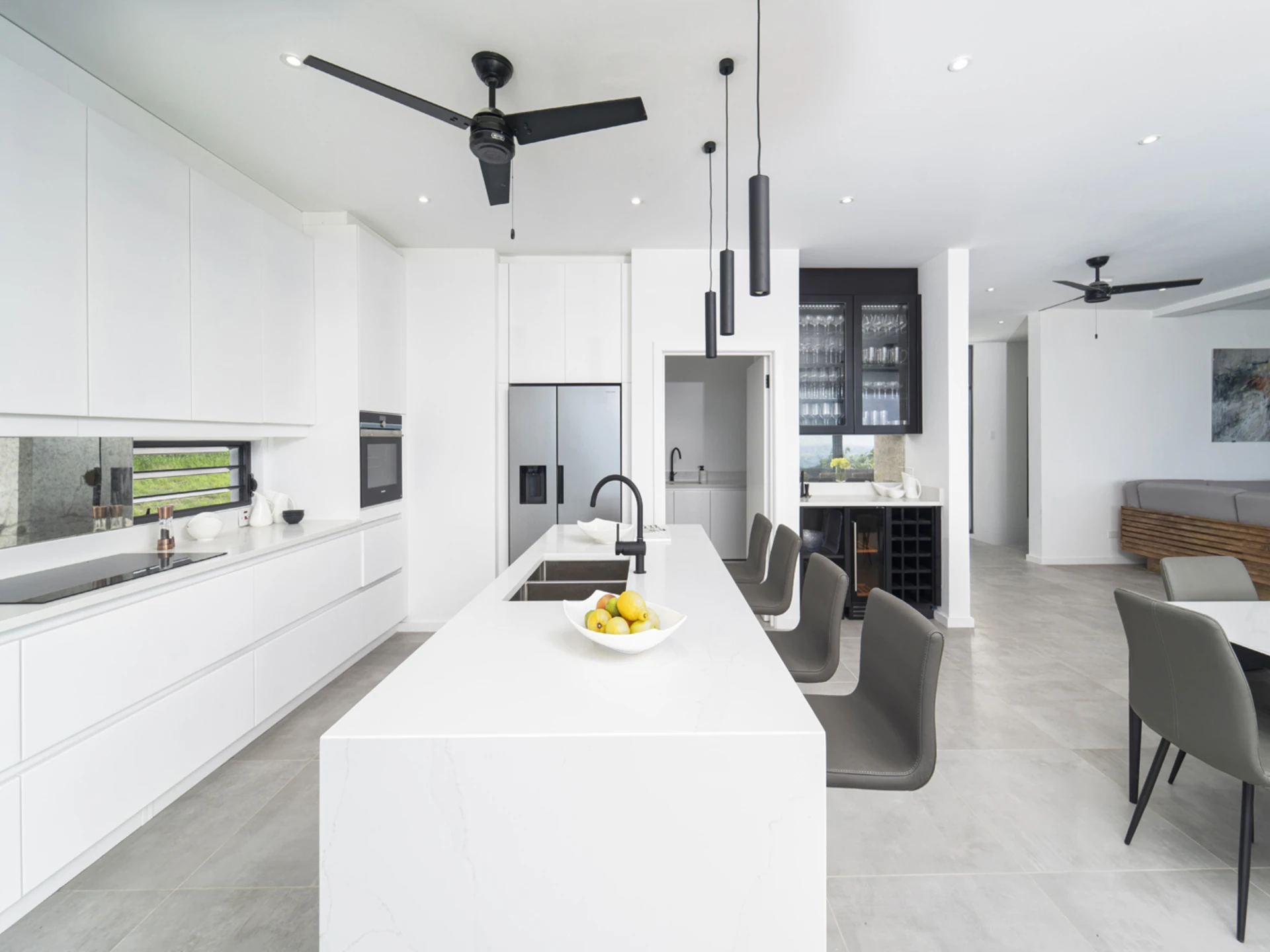 Modern well equipped kitchen with European appliances