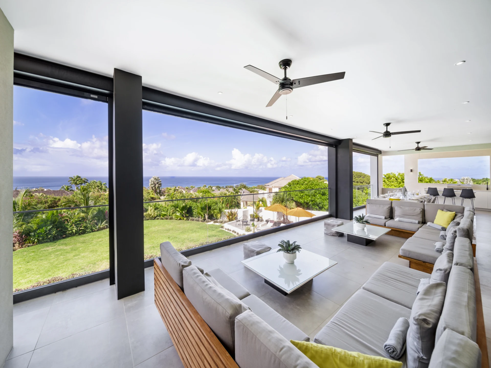 Living room with panoramic sea views