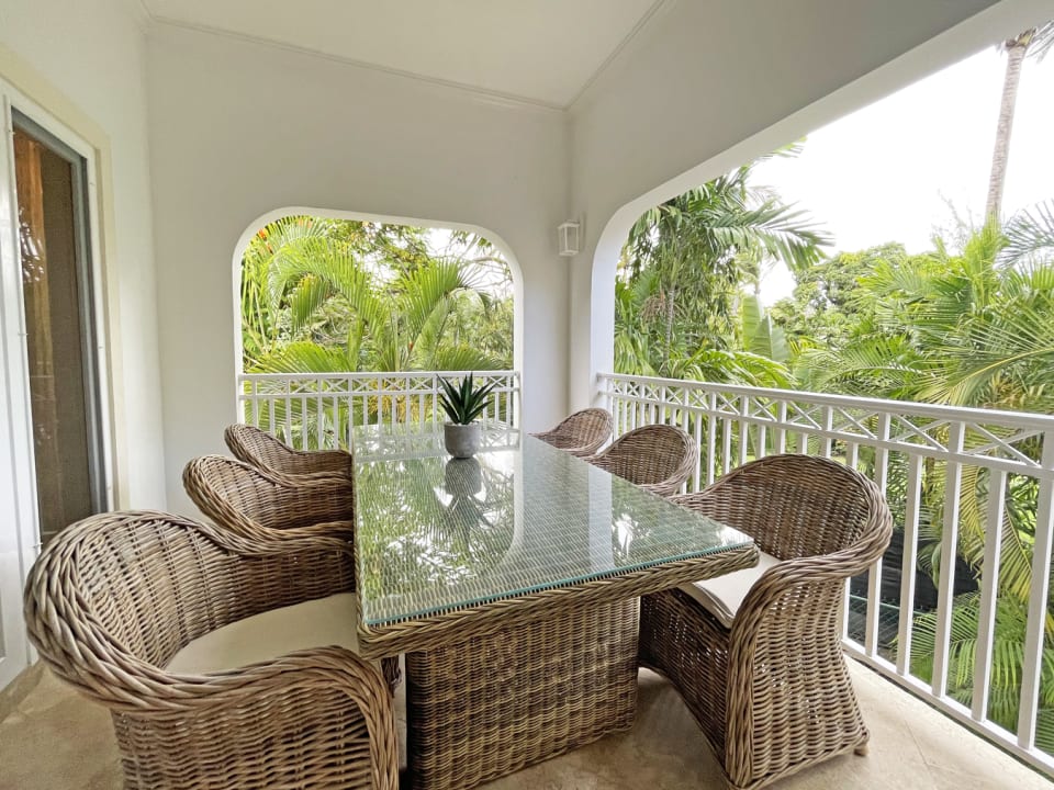 Patio overlooking lush green surroundings