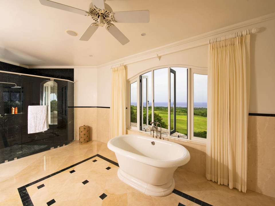 Master bathroom with double vanity sink