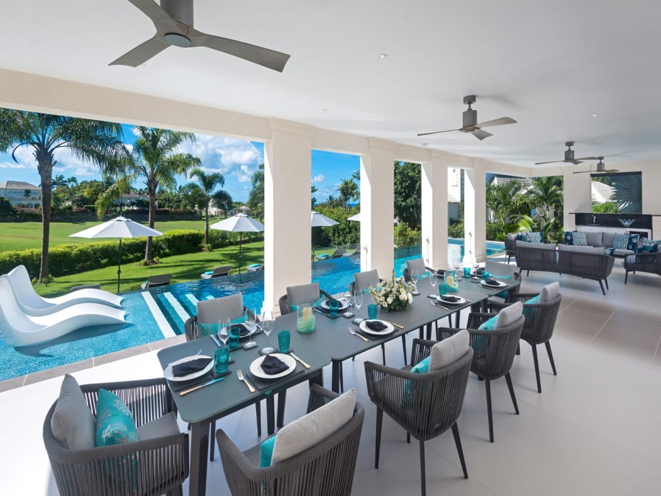 Outdoor patio and pool area