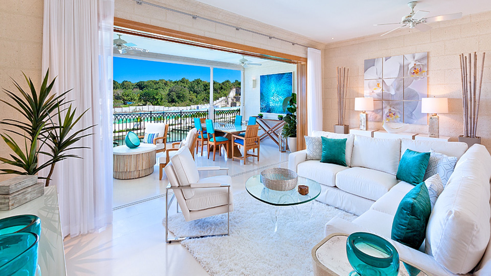 Comfortable living area that opens onto the patio