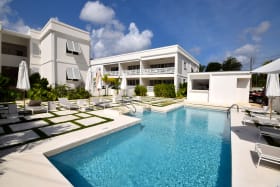 Large pool and poolside area