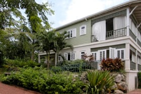 Front view from driveway and gardens
