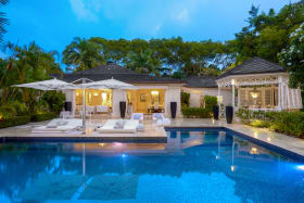 View of main house and dining gazebo from pool deck