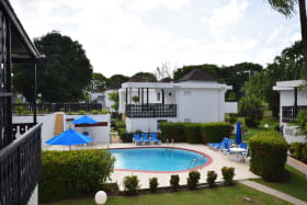 View from apartment of shared pool