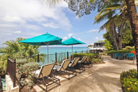 Ocean front pool terrace at Sandy Cove