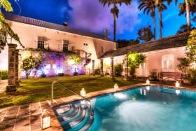 Beautiful courtyard with pool at twighlight