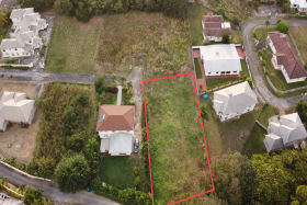 Aerial view of Patricia Gardens Lot 9 with dual road access