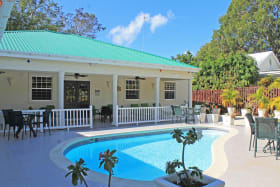 Back patio, pool and deck