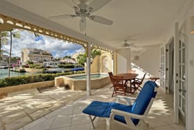 Patio overlooking the marina with it’s own pool