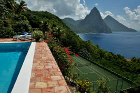 View of the Piton - Pool & Tennis Court