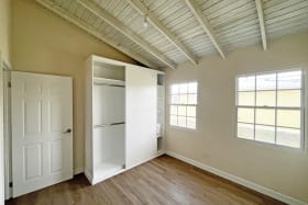 Bedrooms have melamine built in cupboard units.