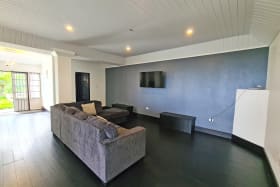 Spacious living room with Smart TV