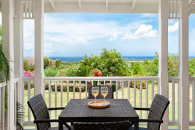 Patio with distant ocean views