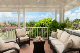 Patio with distant ocean views