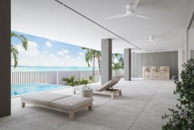 Relaxation area & infinity pool at ground floor level.