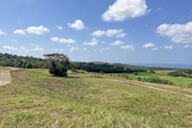 Lovely views across rolling countryside to the sea.