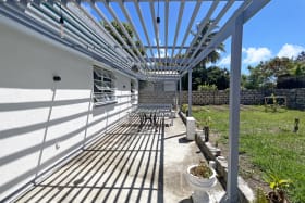 Back terrace and garden area