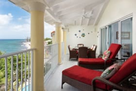 Spacious patio overlooking the Caribbean Sea