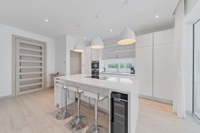 Kitchen with island dining