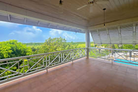Patio overlooking the pool