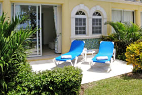 View from the pool deck and gardens