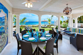 Outdoor dining facing the sea