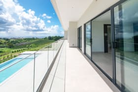 Patio overlooking pool