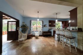 Kitchen flows out to patio