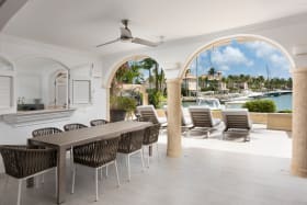 Covered dining and lounging terrace
