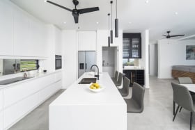 Modern well equipped kitchen with European appliances