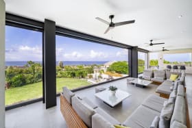 Living room with panoramic sea views