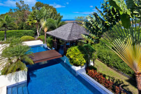 View of the swimming pool and gazebo