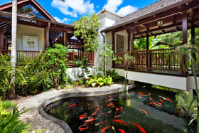 Koi pond at entrance