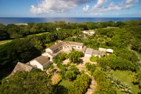 Aerial of main house and cottages