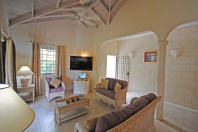 Living room with high ceilings