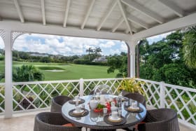 Outdoor dining and view of the golf course