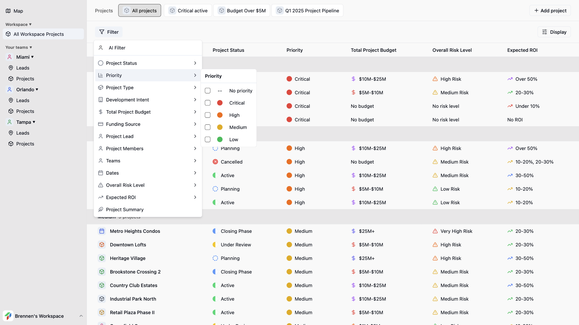 Project management interface
