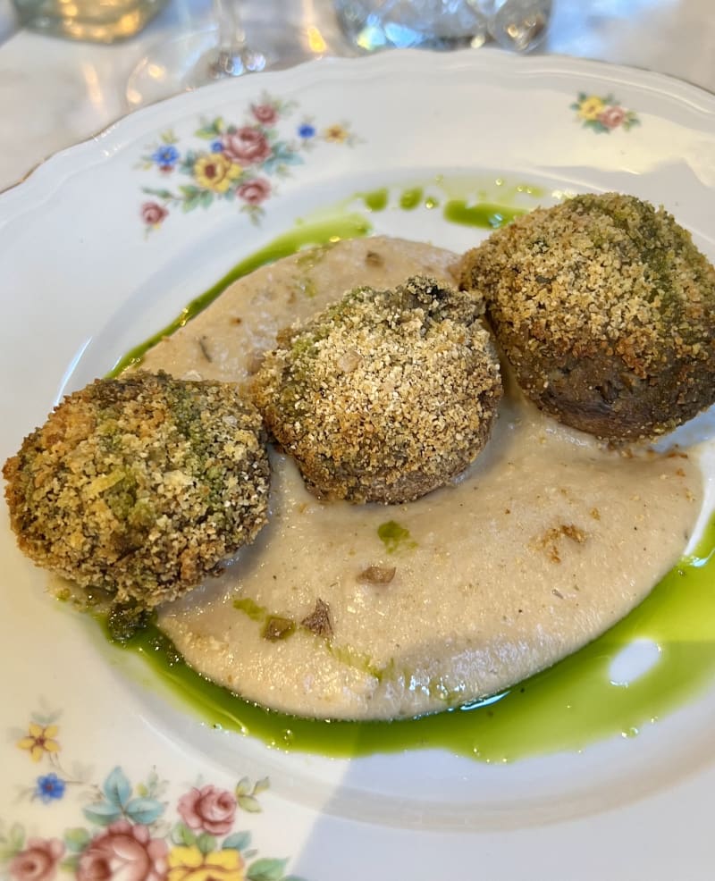 Funghi ripieni con crema di pane e origano - Anni e Bicchieri, Rome